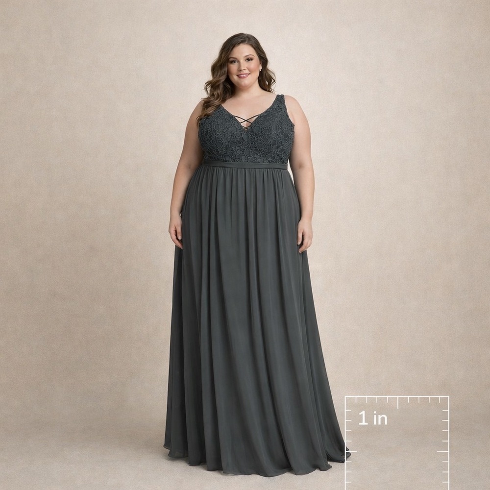 MORILEE A-line Chiffon Evening Beaded Embroidery Ethereal Airy MOB MOG Size 18